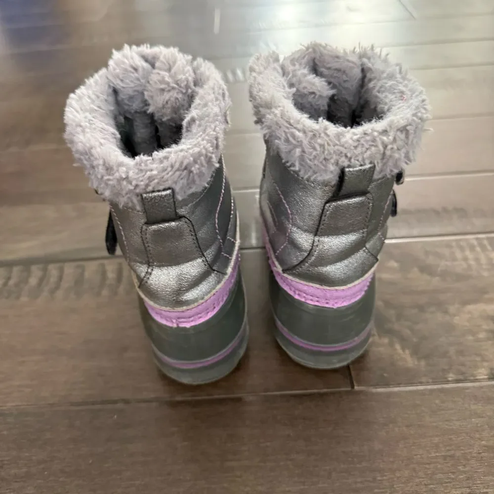 London Fog Kids Snow Winter Boots 12 Gray Purple Girls Youth